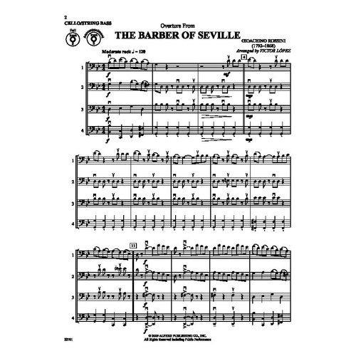 Flex-Ability Classics for Cello and Double Bass by Victor Lopez, 24 Pages, Alfred Music, Ensemble Arrangements in Various Styles