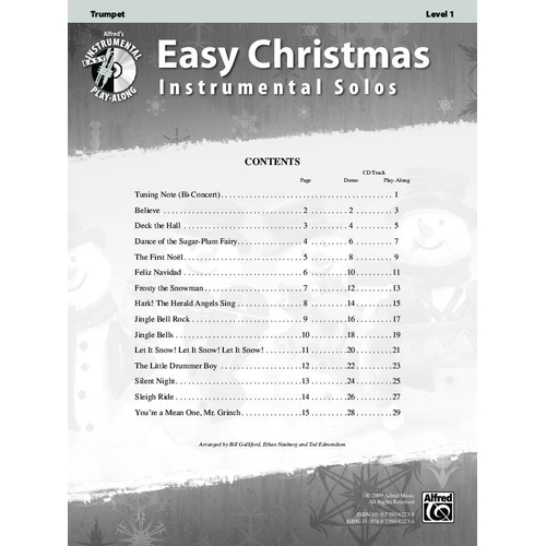 Easy Christmas Instrumental Solos Level 1 for Trumpet with Play-Along Recording