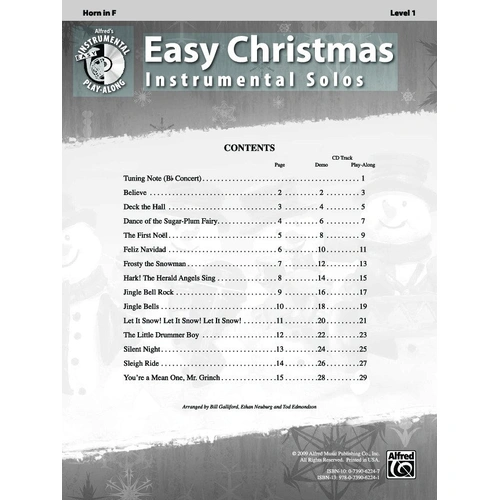 Easy Christmas Instrumental Solos for French Horn BK/CD