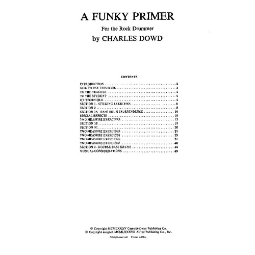 Funky Primer for the Rock Drummer by Charles Dowd - 48 Pages, Alfred Music