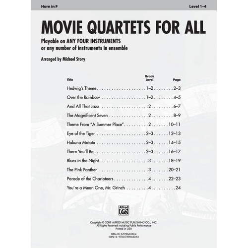 Movie Quartets for All - French Horn