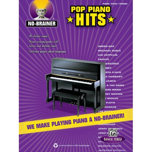 No Brainer Pop Piano Hits Book
