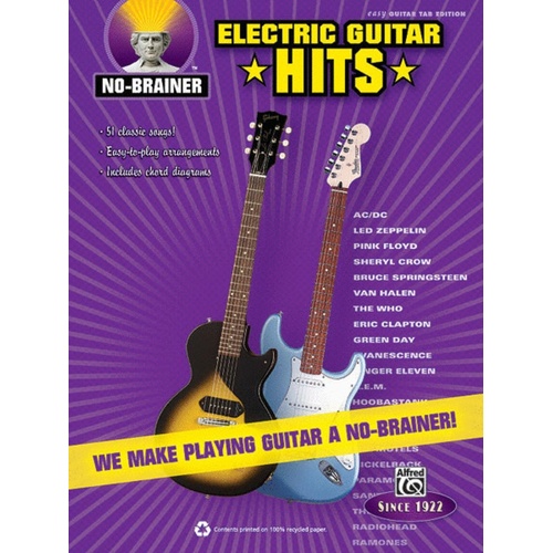 No Brainer Electric Guitar Hits Easy Guitar TAB Book