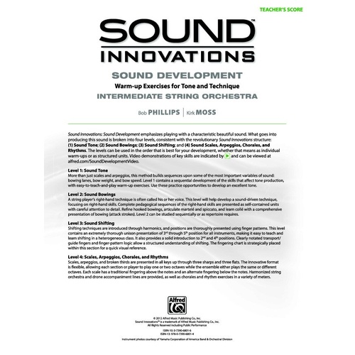 Sound Innovations Sound Development Teacher's Score - Orchestra Conductor's Score by Bob Phillips & Kirk Moss, 228 pages, Alfred Music