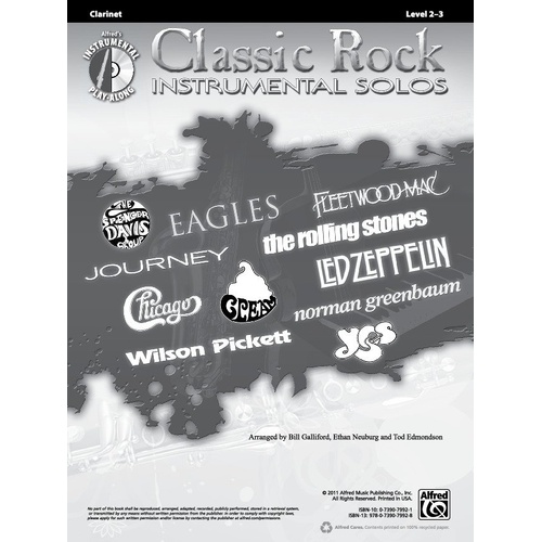 Classic Rock Instrumental Solos for Clarinet Book with Accompaniment CD