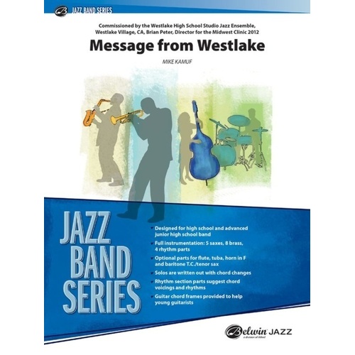 Message from Westlake for Jazz Ensemble JE3 SC/PTS by Mike Kamuf, Alfred Music, 1 Page, SmartMusic Available, Jazz Band Series