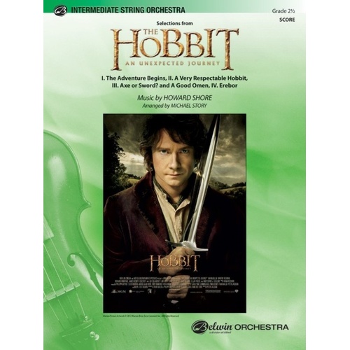 Selections from The Hobbit: An Unexpected Journey for String Orchestra, Arranged by Michael Story, 160 Pages, Alfred Music