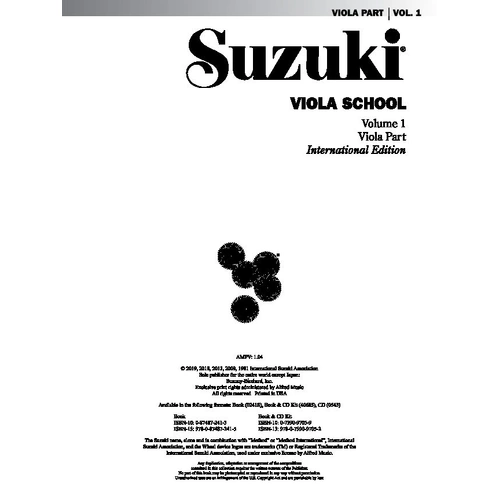 Suzuki Viola School Volume 1 Viola Part Book with CD