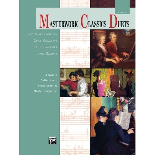 Masterwork Classics Duets Level 4 by Alfred Music, 48 pages, Piano Duet, Includes works by Czerny, Stravinsky, Beach, and more.