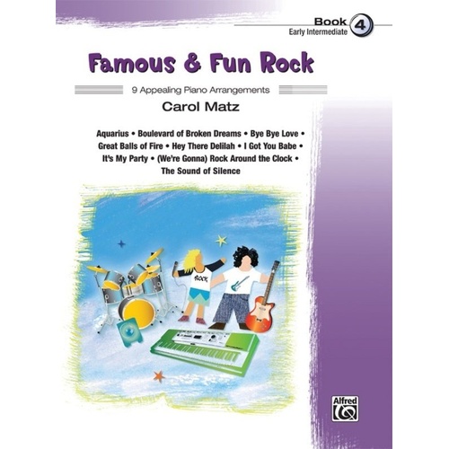 Famous & Fun Rock Book 4 by Carol Matz, Piano, 32 Pages, Alfred Music, Early Intermediate Level