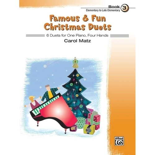 Famous & Fun Christmas Duets Book 3 for Piano - 6 Arranged Favorites, 24 Pages, by Carol Matz, Alfred Music