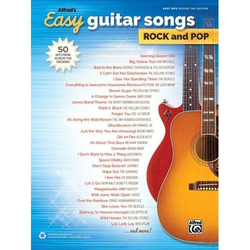 Alfred's Easy Guitar Songs - Rock and Pop Easy TAB Songbook
