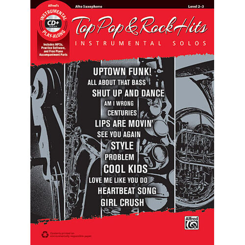 Top Pop And Rock Hits Alto Sax Softcover Book/CD