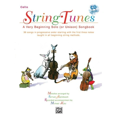 String Tunes for Cello by Samuel Applebaum, Arranged for Beginners, Includes Accompaniment CD, 16 Pages, Alfred Music