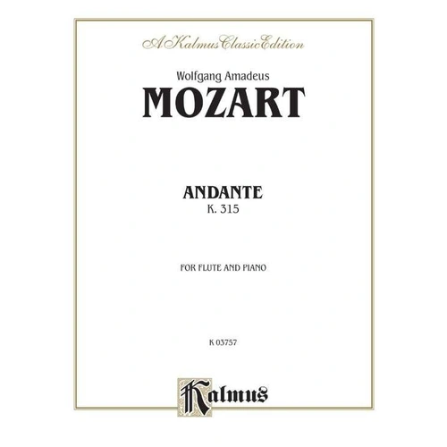 Mozart Andante in C Major K. 315 for Flute and Piano, Kalmus Edition, 12 Pages