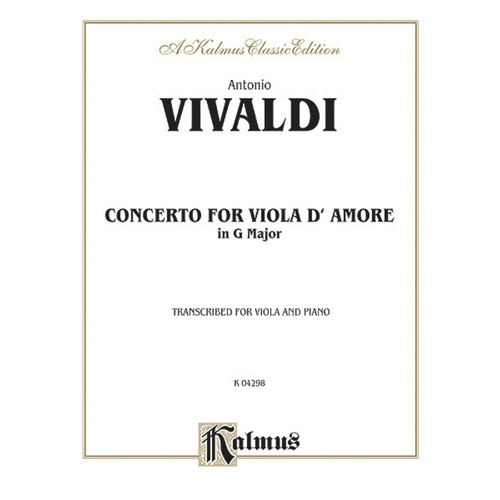 Concerto G For Viola Damore Vla/Piano Book