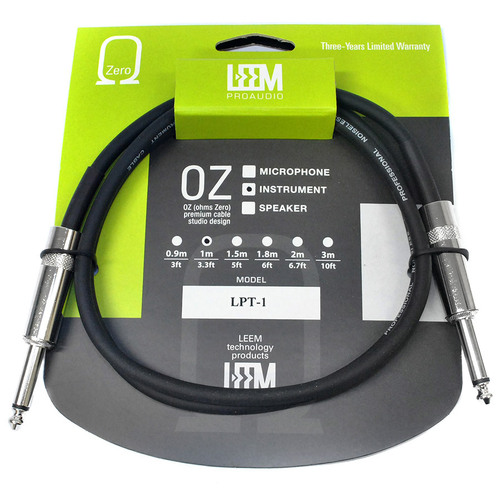 Leem 3ft Deluxe FX Pedal Patch Cable 1/4" Straight Plug to 1/4" Straight Plug