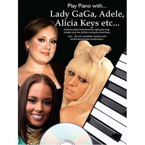 Play Piano With Gaga Adele Keys Etc Softcover Book/CD