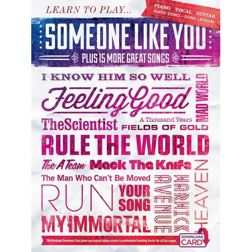 Learn to Play Someone Like You and 15 More Hits Songbook