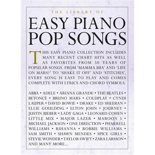 Library Of Easy Piano Pop Songs Book