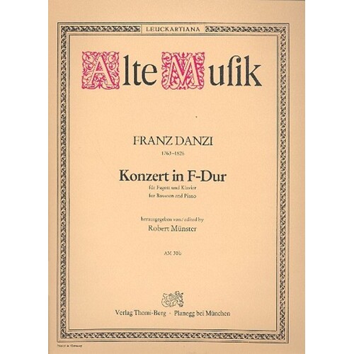 Danzi - Concerto F Bassoon/Piano (Softcover Book)