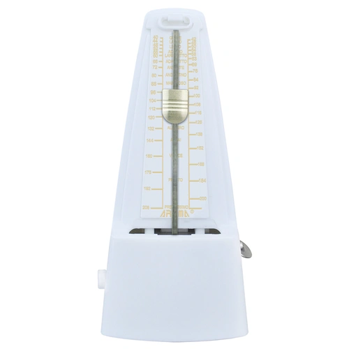 Aroma White Mechanical Metronome AM707WHITE with Built-in Accent Bell and Tempo Range 40-208 bpm