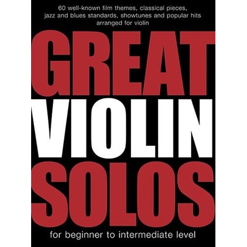 Great Violin Solos by Heather Slater, Wise Publications, for beginner to intermediate violinists, 60 film themes, classical, jazz, blues, showtunes