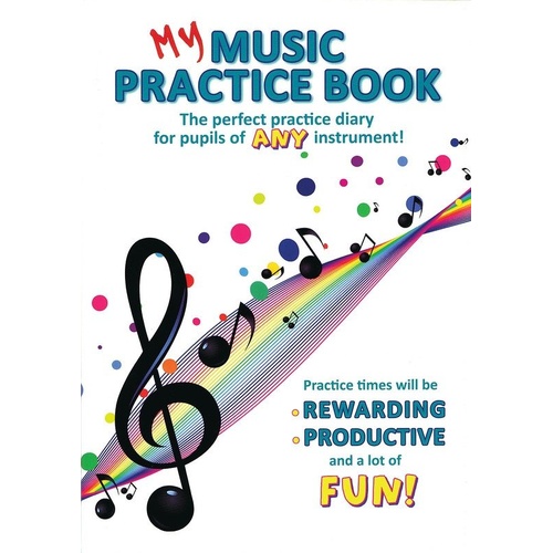 My Music Practice Book by Wise Publications - Manuscript, 36 Weekly Diaries, Music Theory, Jokes, Quizzes, Fun Cartoon Pictures, 1 Page
