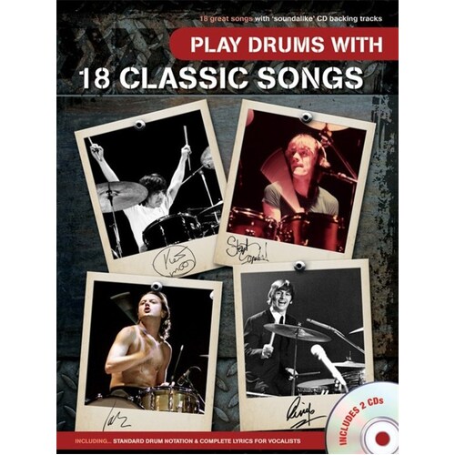 Play Drums With 18 Classic Songs Book/2CDs (Softcover Book/CD)
