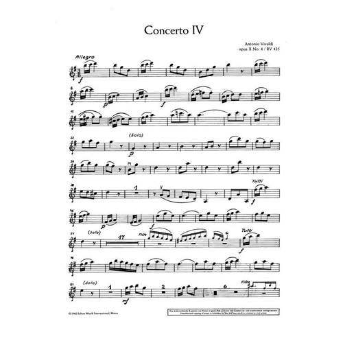 Vivaldi Concerto No. 4 G Major Op. 10/4 Violin 1 Part by Schott Music