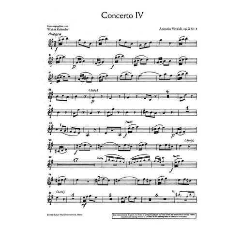 Vivaldi Concerto No. 4 G Major Op. 10/4 Violin 2 Part by Schott Music