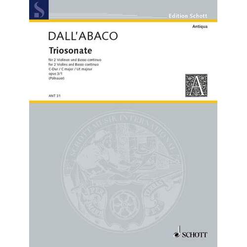 Dall'Abaco - Trio Sonata Op 3 No 1 2Violins/Basso Continuo (Softcover Book)
