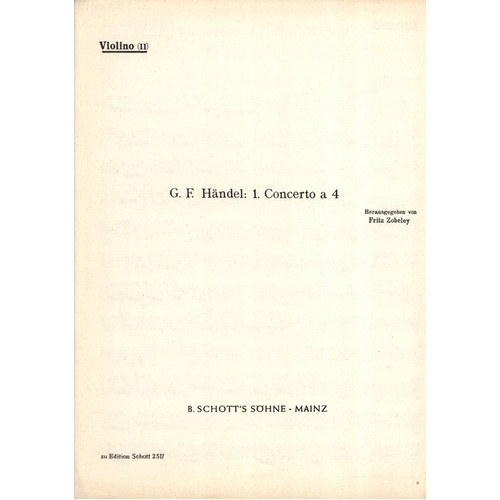 Concerto a Quattro TWV 43 D 3 Violin 1/Flute Part by Telemann, Schott Music, 2 Pages