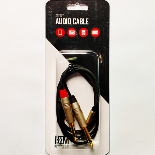 Leem 3ft Y-Cable Audio Cable (3.5mm Stereo Plug to 2 x 1/4" Straight TS)