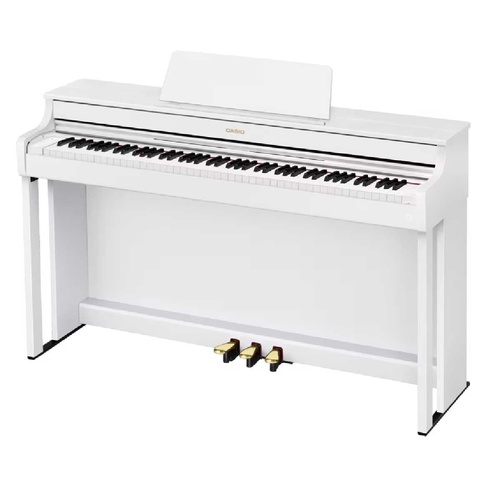 Casio AP-300WE Celviano Digital Piano - White with Wireless MIDI Adaptor, 19 Tones, Smart Scaled Hammer Action Keyboard, and Adjustable Bench