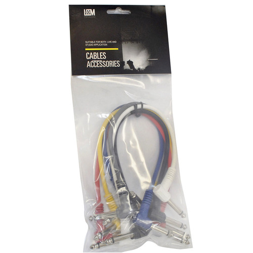 Leem 1ft FX Pedal Patch Cables 6 Pack - 1/4" Right-Angled Plug