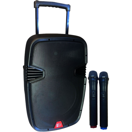 Leem PR-12HR Rechargeable 120W Portable 2-Way PA Speaker System with Wireless Mics, Bluetooth, MP3 Player, 12" Woofer, 10hr Battery Life