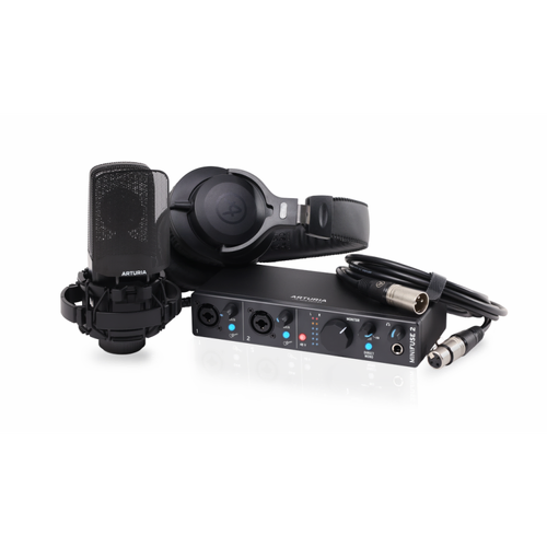 Arturia MiniFuse Recording Pack Black Bundle with Audio Interface, Microphone, Headphones, and Cables