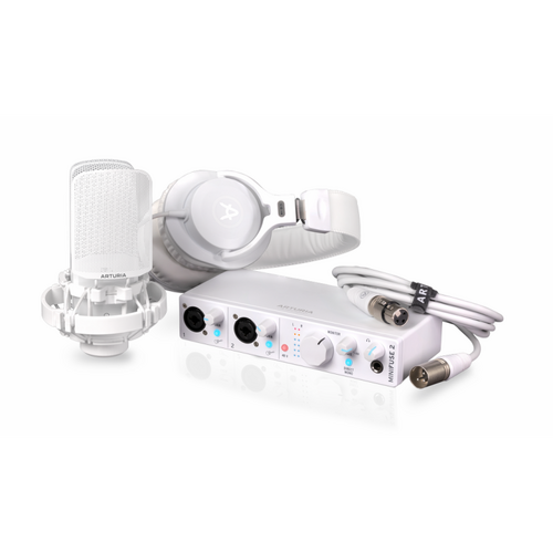 Arturia MiniFuse Recording Pack White with Audio Interface, Microphone, Headphones, and Cables