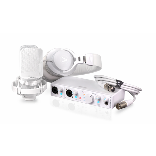 Arturia MiniFuse Recording Pack White - Audio Interface, Microphone, Headphones & Cables Included