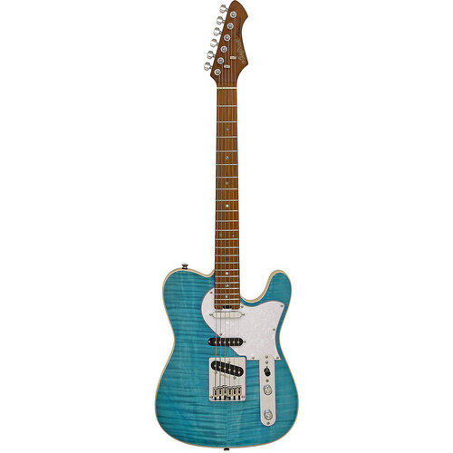Aria 615-MK2 Nashville Electric Guitar in Turquoise Blue Gloss Finish