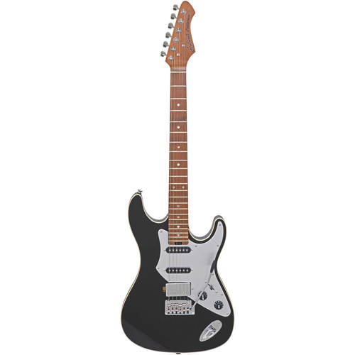 Aria 714-GTR Fullerton Electric Guitar Black Gloss Solid Body with Roasted Maple Neck and Alnico-5 Pickups
