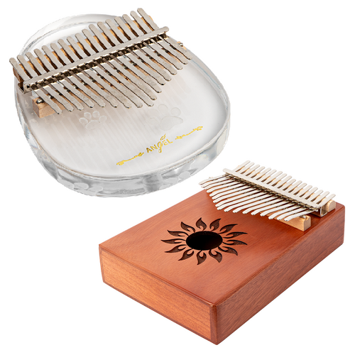 Angel 17 Note Kalimba with Carry Bag, Tuning Hammer, Cleaning Cloth, and Instructional Booklet, Mahogany Wood and Acrylic Finish