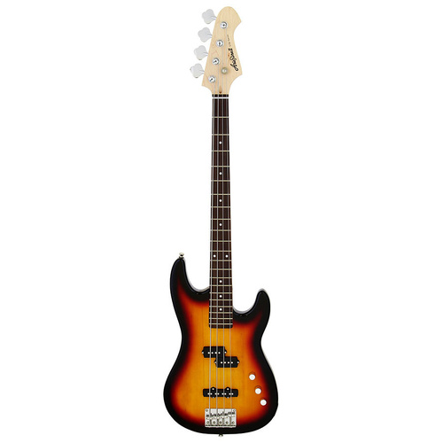 Aria STB-PJ Electric Bass Guitar 3-Tone Sunburst, Basswood Body, Maple Neck, Rosewood Fingerboard, Double and Single Coil Pickups