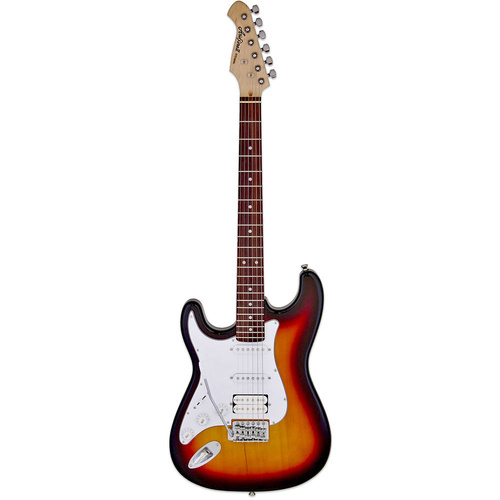 Aria STG-004 Left Handed Electric Guitar 3-Tone Sunburst Solid Body with Maple Neck and Rosewood Fingerboard