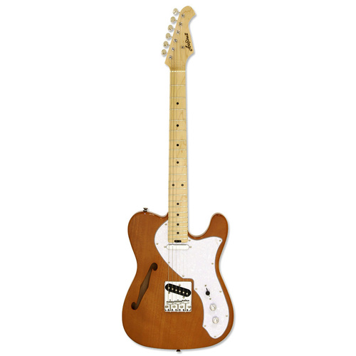 Aria Pro II TEG-Series Semi-Hollow Electric Guitar in Natural with White Pearl Pickguard