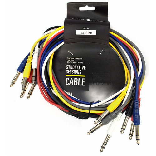 Leem 6ft Stereo Patch Cables 6 Pack - 1/4" Stereo Jack Plug to 1/4" Stereo Jack Plug