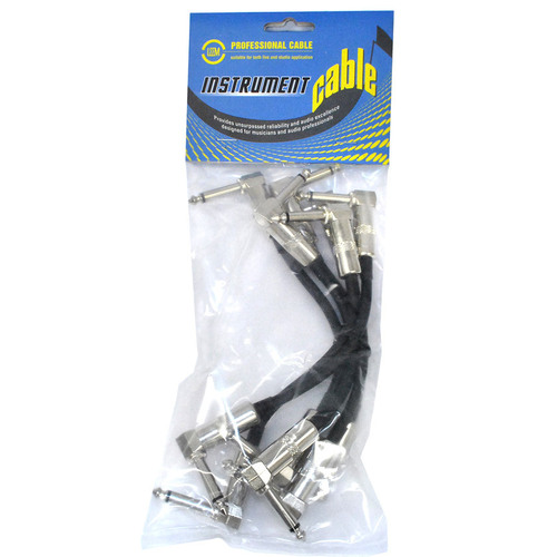 Leem 6" Deluxe FX Pedal Patch Cables 6pk - 1/4" Right-Angled Plug
