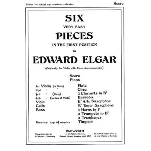 Elgar - 6 Very Easy Pieces Op 22 Orchestra Score/Parts Book