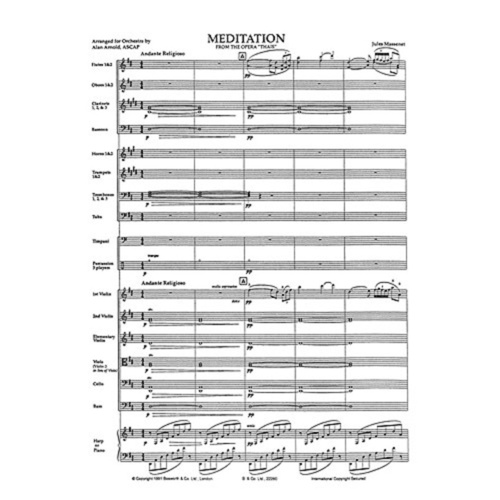 Massenet - Meditation From Thais Orchestra Score/Parts